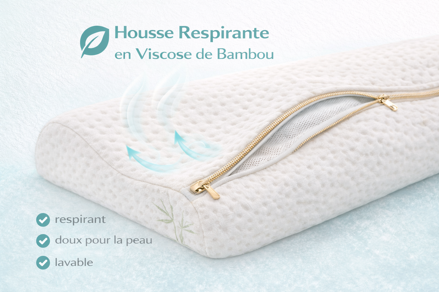 Oreiller Ergonomique Long en Mousse à Mémoire de Forme – Confort du Cou et Sommeil Apaisé