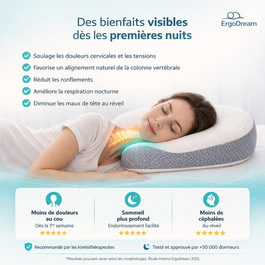 Oreiller Ergonomique pour le Cou – Confort de Sommeil et Maintien Naturel – Lavable en Machine