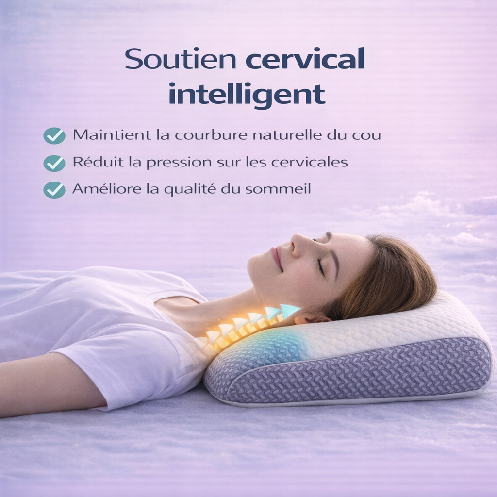Oreiller Ergonomique pour le Cou – Confort de Sommeil et Maintien Naturel – Lavable en Machine