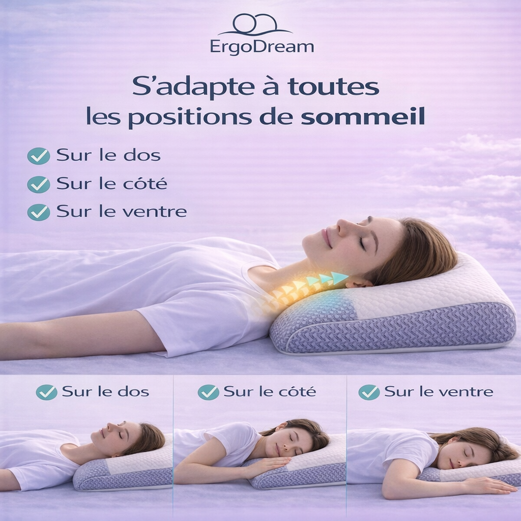 Oreiller Ergonomique pour le Cou – Confort de Sommeil et Maintien Naturel – Lavable en Machine