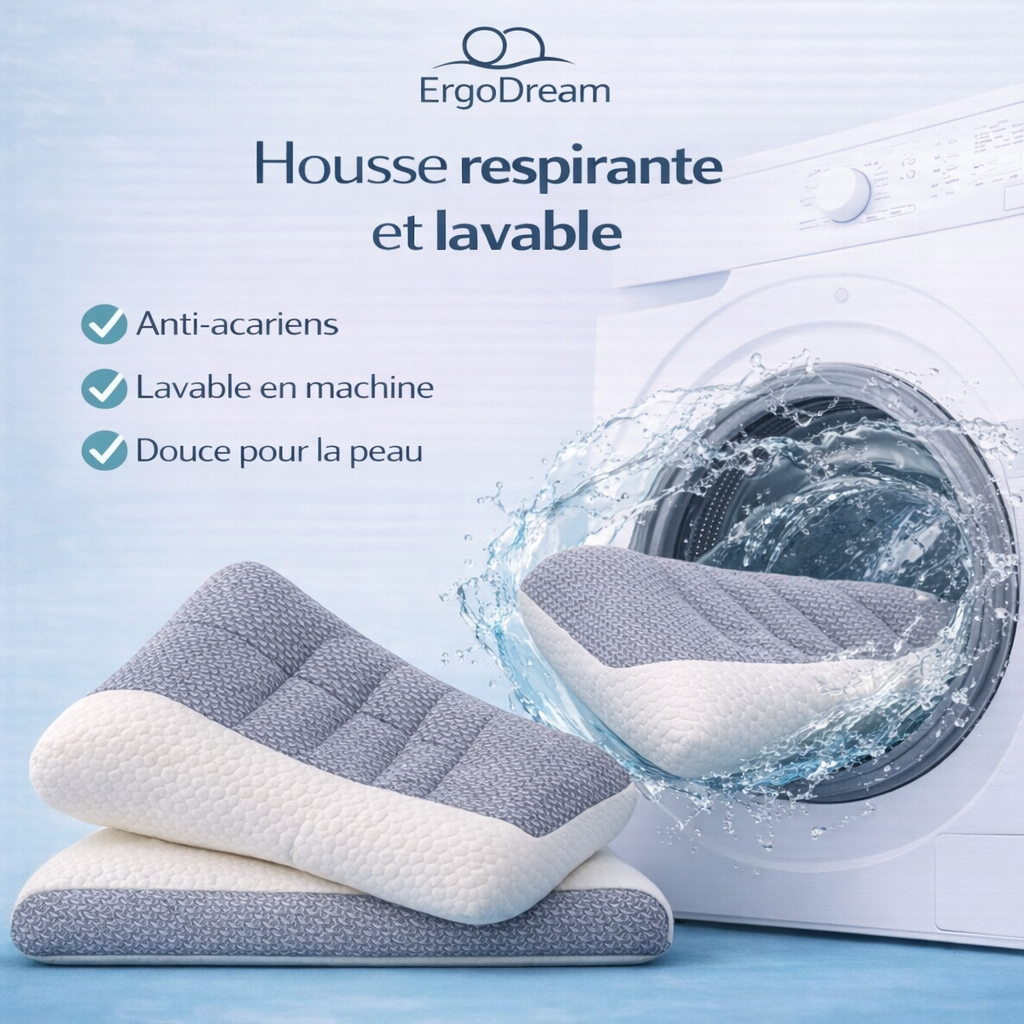 Oreiller Ergonomique pour le Cou – Confort de Sommeil et Maintien Naturel – Lavable en Machine